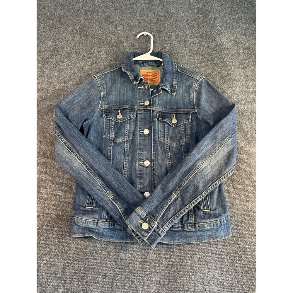 Levis Womens Medium Wash Denim Trucker Jacket Size M Blue Jean Jacket